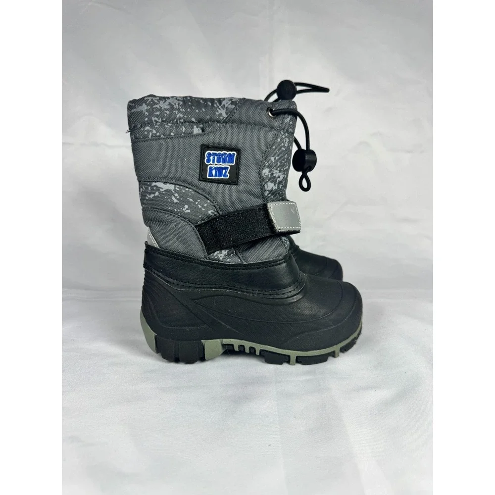 Storm Kidz 3101 Unisex Kids 8 Gray Camo Print Cold Weather Mid Calf Snow Boot